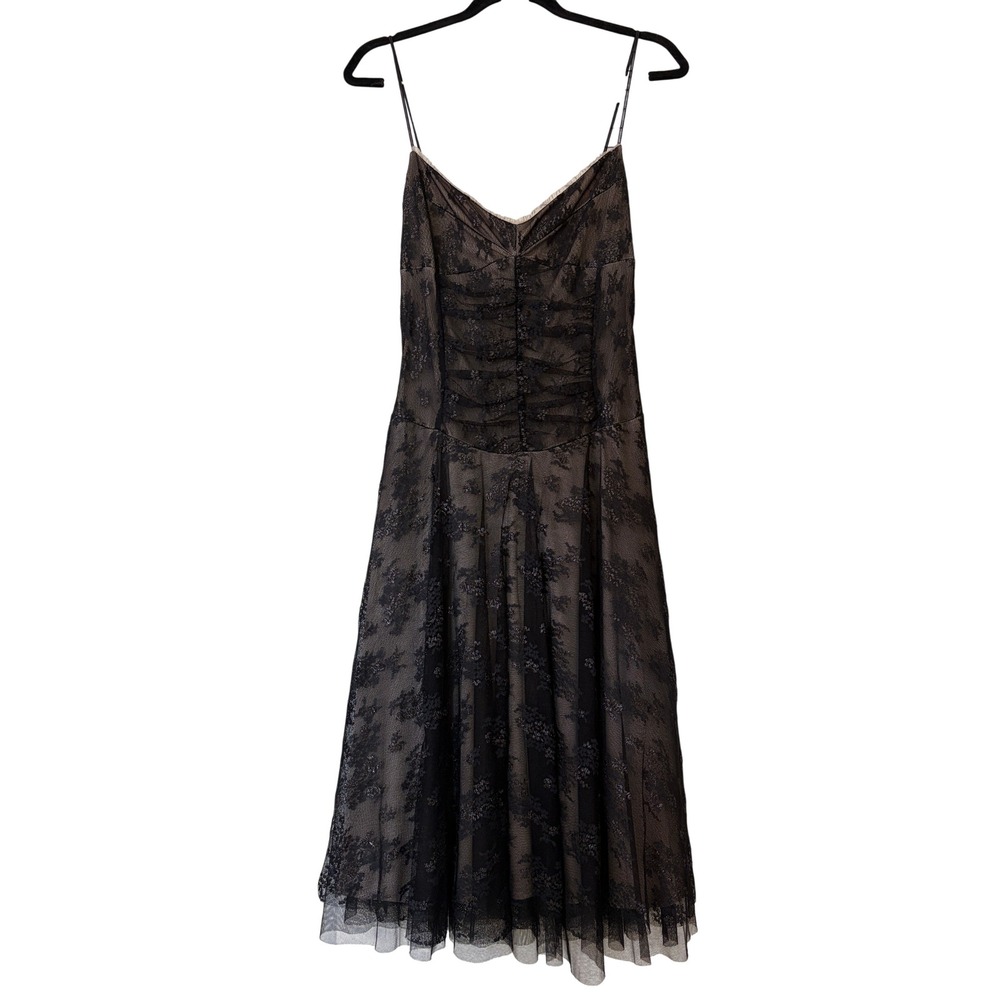 Alexia Admor Vintage Y2K Black Lace Cocktail Dress Womens L Tulle Vampy